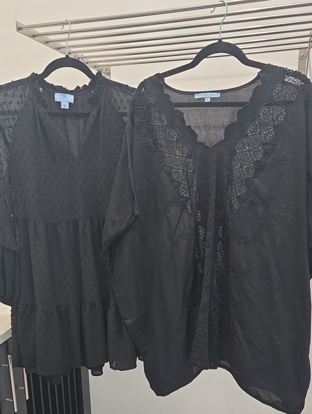 CeCe Black Lace-Embroidered V-Neck Dress